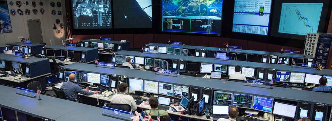 Rumstationens kontrolcenter i Houston, Texas, i 2017