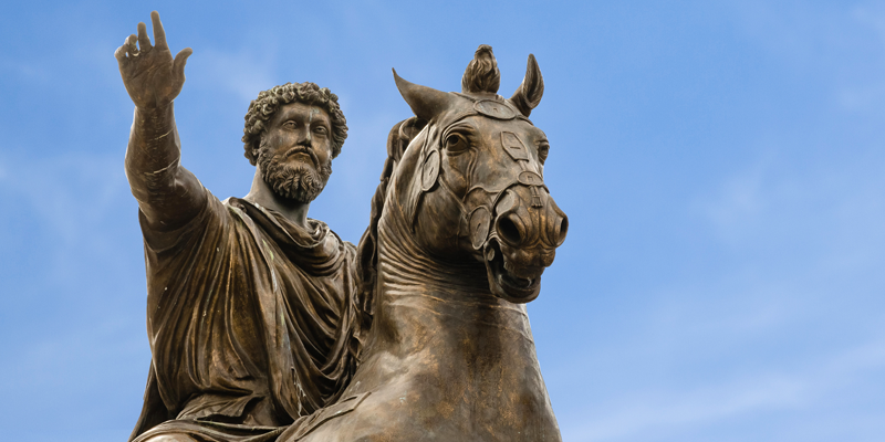 En statue af den romerske kejser Marcus Aurelius til hest